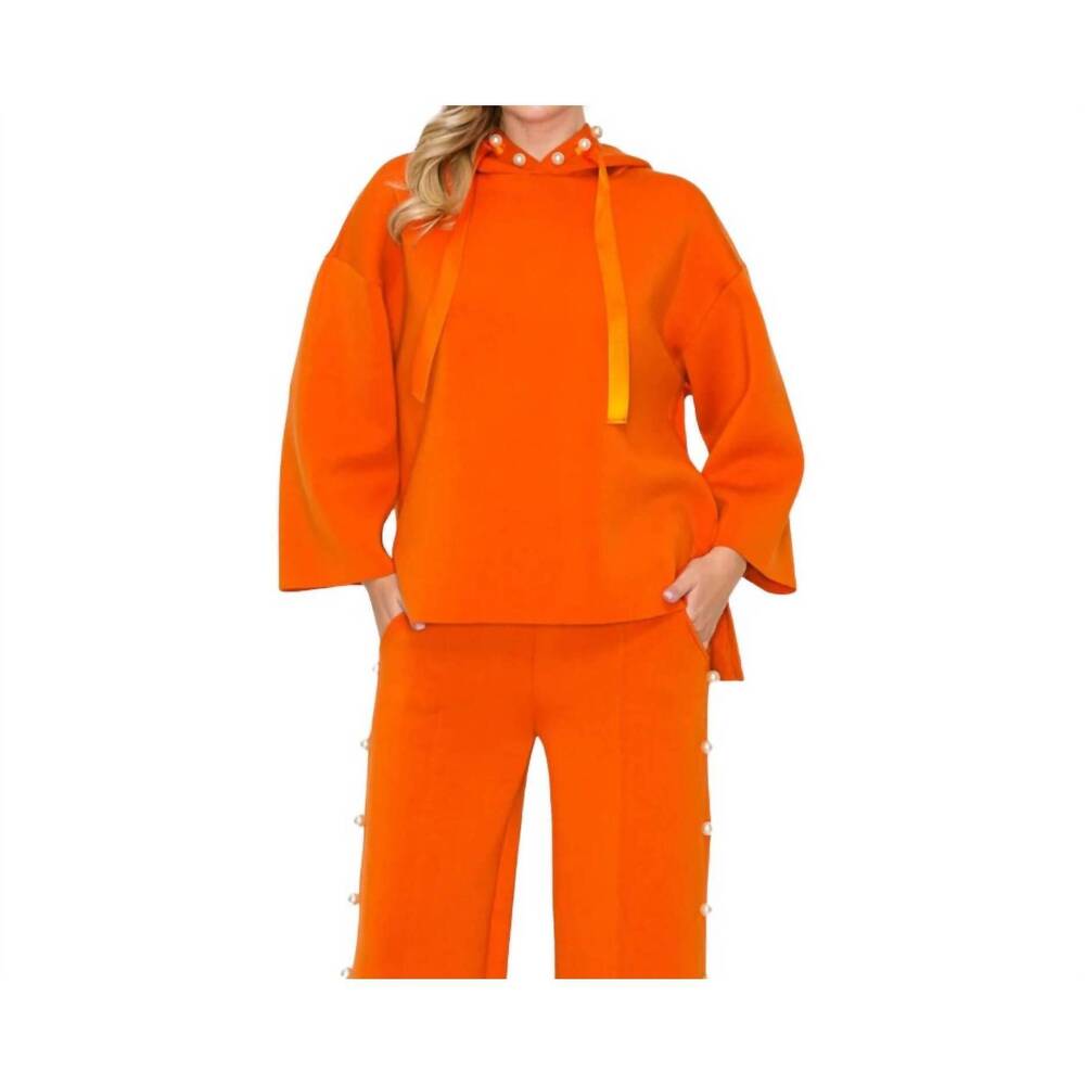 NEW JOH francine french scuba pearl hoodie in burnt orange
